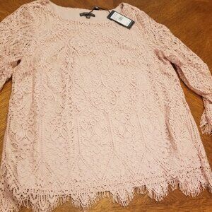 NWT - Pink Lined Lace Like Top